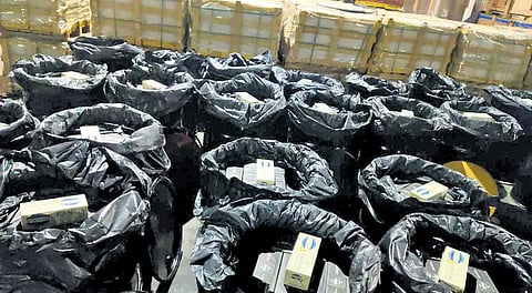 The consignment of cigarettes seized Chennai Seaport Customs recently 