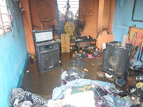 The spot where the cylinder exploded in Hubballi on Monday