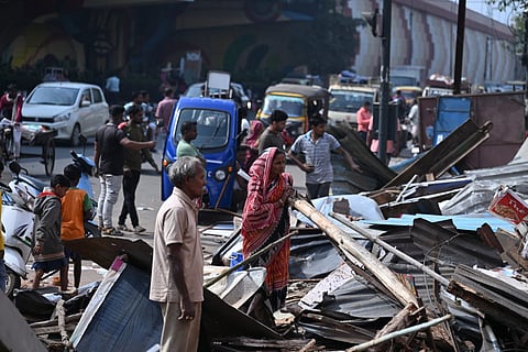 Tension prevails during eviction drive to demolish unauthorised makeshift shops in Bhubaneswar