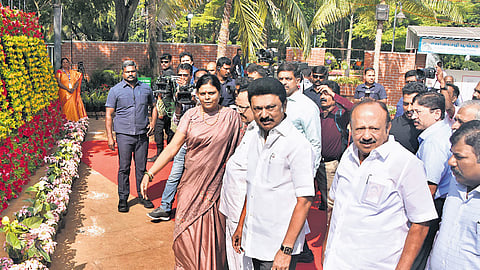 Stalin inaugurating the fourth edition of the flower show on Thursday.