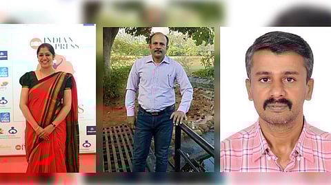 Ashwini M Sripad, Bansy Kalappa and Yathiraju of TNIE, Bengaluru