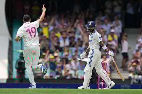 Rishabh Pant bats during play on the second day of the fifth cricket test between India and Australia at the Sydney Cricket Ground, in Sydney, Australia.