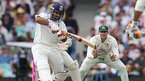 India's Rishabh Pant bats during play on the first day of the fifth cricket test between India and Australia at the Sydney Cricket Ground.