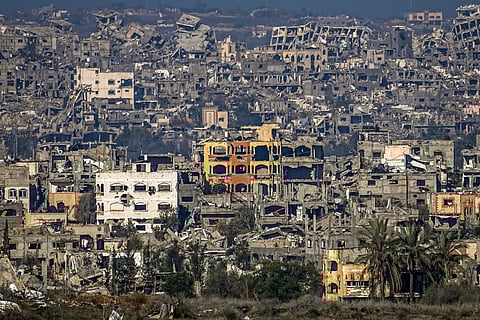 A destroyed part of Gaza City as seen from southern Israel, Thursday Jan. 2, 2025.