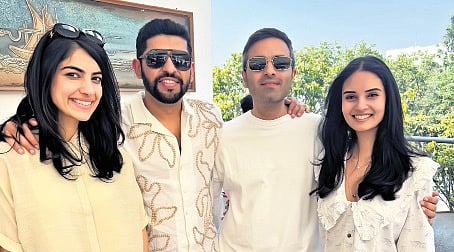 Neha and Ankur Dhingra with Akshay and Sakshi Dev