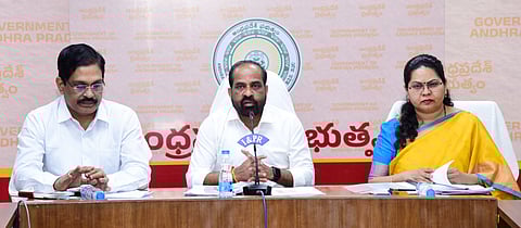 Minister Satya Kumar Yadav addressing the media on Friday.