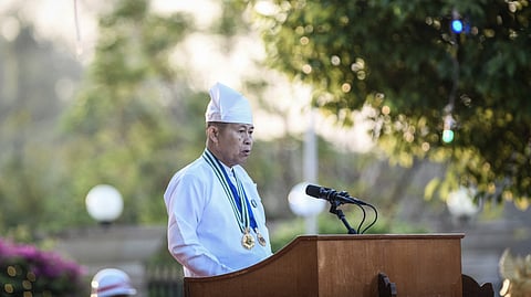 Soe Win, Deputy Commander-in-Chief of Myanmar's Defence Services, speaks during a ceremony to mark country's 77th Independence Day in Naypyidaw on January 4, 2025.