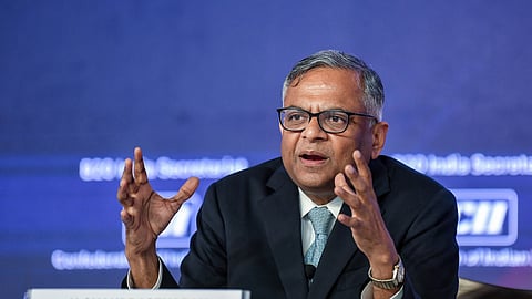 Tata Sons Chairman N Chandrasekaran during a press conference in New Delhi.