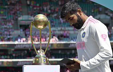 India's Jasprit Bumrah prepares to bowl on day two of the fifth Test match between Australia and India at the Sydney Cricket Ground on January 4, 2025.