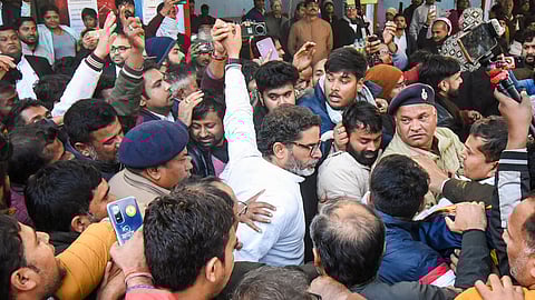 Prashant Kishor leaves a local court, in Patna, Monday, Jan. 6, 2025 after he was sent to jail as he refused to sign a bail bond following his arrest during his hunger strike at Gandhi Maidan seeking cancellation of 70th Bihar Public Service Commision (BPSC) prelims exam.