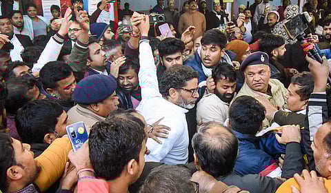 Prashant Kishor leaves a local court, in Patna, Monday, Jan. 6, 2025 after he was sent to jail as he refused to sign a bail bond following his arrest during his hunger strike at Gandhi Maidan seeking cancellation of 70th Bihar Public Service Commision (BPSC) prelims exam.