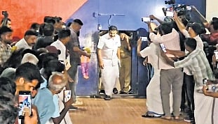 P V Anvar coming out of Tavanur Central Jail on Monday