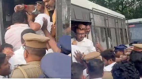 Scores of AIADMK Students' wing members were detained by the police for protesting the sexual assault of a student on Anna University campus. 