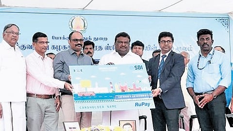 Minister S S Sivasankar unveiled the Singara Chennai card on Monday 