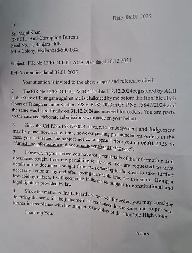 KTR's reply to ACB