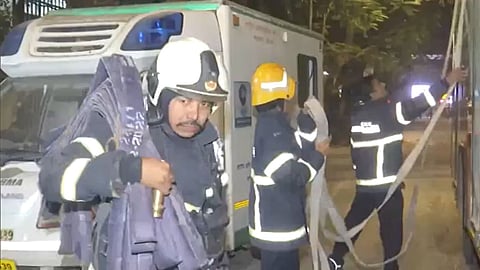 Firefighters at the site.