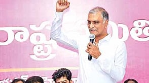 BRS working president K T Rama Rao looks on as Siddipet MLA T Harish Rao addresses the gathering after the release of the BRS diary in Hyderabad on Wednesday