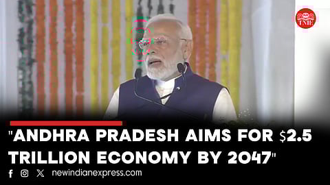 PM Modi begins his speech in Telugu at a public meeting in Vishakhapatnam, Andhra Pradesh