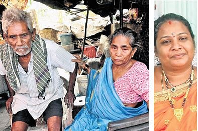 K Appa Rao and Appala Narasamma, in-laws of K Santhi of Gandhi Nagar, who died in stampede in Tirupati (right) G Rajini from Maddilapalem in Vizag