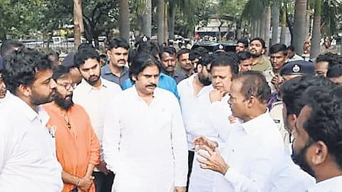 Deputy Chief Minister Pawan Kalyan visited Padmavathi Park at Bairagipatteda in Tirupati, where the stampede occurred on Wednesday night 