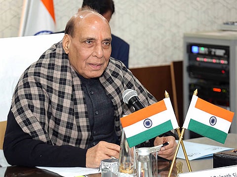 Defence Minister Rajnath Singh during Army Commanders’ Conference in Jaisalmer, Rajasthan, on October 24, 2025. 