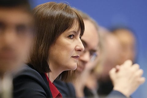 Britain's Chancellor of the Exchequer Rachel Reeves looks on during the 11th China-UK Economic and Financial Dialogue in Beijing, Saturday, January 11, 2024.