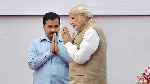 A file photo of Prime Minister Modi with Arvind Kejriwal.
