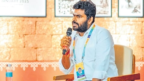 Tamil Nadu BJP chief K Annamalai at an event in Mangaluru on Saturday 