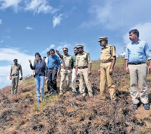 Idukki District Collector V Vigneswari visiting Pullumedu to review preparations for the Makaravilakku festival on Monday