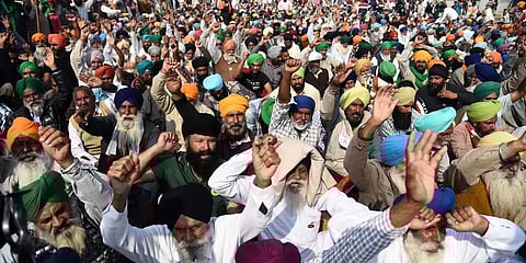 Representative image of farmers protesting in Delhi to press the Centre for several demands including MSP on crops.