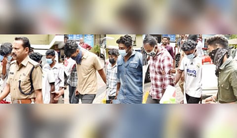 Accused persons involved in the Dalit minor girl sexual abuse case are being taken to produce before the court from Pathanamthitta Police Station