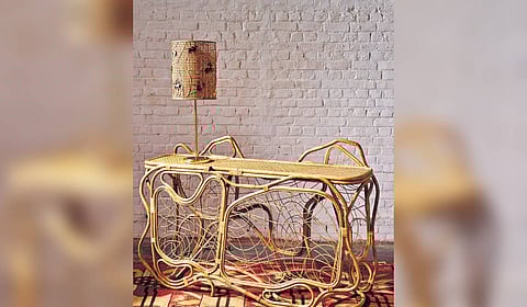 Canework console table