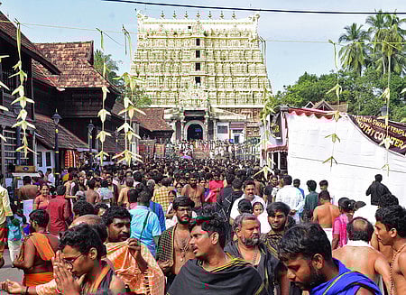 The Sree Padmanabha Swamy Temple in Thiruvananthapuram was bustling with devotees on Wednesday.