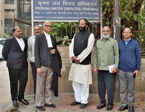 Irrigation Minister N Uttam Kumar Reddy and others attended the hearing of the Krishna River water-sharing dispute between Telangana and Andhra Pradesh