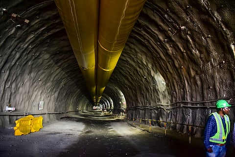 View of the Additional Driven Intermediate Tunnel (ADIT) of the Mumbai-Ahmedabad High-Speed Rail (MAHSR) project after its inauguration by Union Railways Minister Ashwini Vaishnaw,