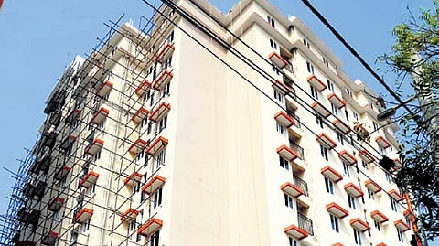 The flat complex at Thuruthy in Kalvathy ward, Fort Kochi 