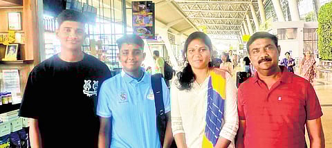 Kamalini (second from left) with her parents and brother