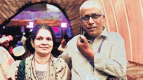 Mary with her husband George during the trip