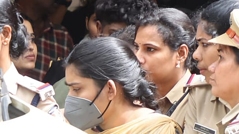 Greeshma being brought out of Neyyattinkara additional sessions court after verdict on Monday