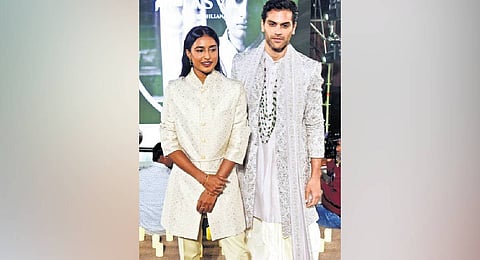 Influencer Rida Tharana (left) walks the ramp at ‘Baaraat‘ on Saturday