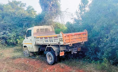 Ali, an activist against illegal sand mining (inset), died on the spot after a tipper lorry hit his bike on Friday afternoon