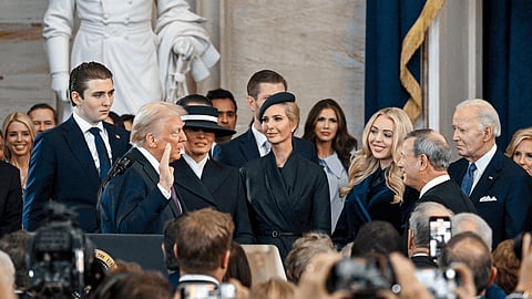 Donald Trump is sworn in as the 47th US President in the US Capitol Rotunda in Washington, DC, on January 20, 2025.