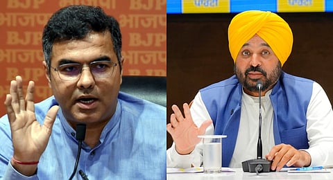 BJP's Parvesh Verma (L) and Punjab CM Bhagwant Mann (R)