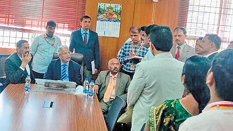 Officials of Legal Metrology Department appeared before Lokayukta Justice B S Patil on Tuesday 