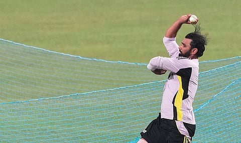 Mohammed Shami during training in Kolkata on Tuesday