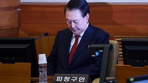 South Korea’s impeached President Yoon Suk Yeol attends his impeachment trial at the Constitutional Court in Seoul on January 21