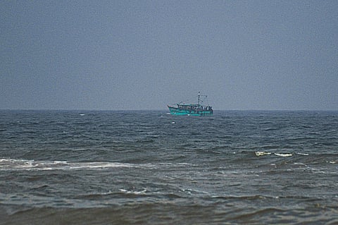 Trawler Boats spotted close to the shores of Edward Elliot's beach on Wednesday afternoon. The trawler nets have greatly contributed to the alarming number of Olive Ridley turtle deaths this year.