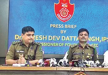 Police Commissioner S Dev Datta Singh addressing the media 