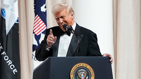 President Donald Trump speaks at a ball after his inauguration, Jan. 20, 2025, in Washington.