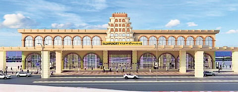 A model of the renovated Rajamahendravaram railway station.